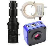 Nueva cámara de microscopio de video industrial HDMI HDMI de 30 fps y lente de montaje C 500x con luz de anillo ajustable 56 lideros
