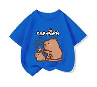 Nueva Camiseta Infantil Capybara, niña Linda Camiseta con Estampado de Delfines acuáticos Tops Infantiles en Verano,Dark Blue,130cm