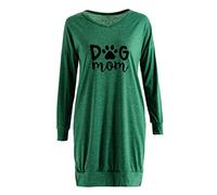 Nueva camiseta suelta de manga larga para perros ingleses con cuello en V bolsillos divididos camisetas interiores para mujer 56, verde, L