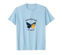 Nueva Creación en Cristo Bautismo Transformación Mariposa Camiseta, Hombre, Azul Bebé, S