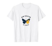 Nueva Creación en Cristo Bautismo Transformación Mariposa Camiseta, Hombre, Blanco, L