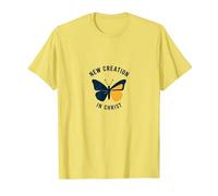 Nueva Creación en Cristo Bautismo Transformación Mariposa Camiseta, Hombre, Limón, XXL