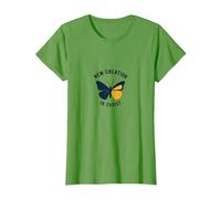 Nueva Creación en Cristo Bautismo Transformación Mariposa Camiseta, Mujer, Hierba, 3XL