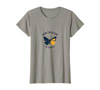 Nueva Creación en Cristo Bautismo Transformación Mariposa Camiseta, Mujer, Pizarra, L
