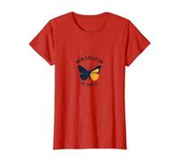 Nueva Creación en Cristo Bautismo Transformación Mariposa Camiseta, Mujer, Rojo, XL