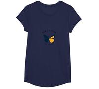 Nueva Creación en Cristo Bautismo Transformación Mariposa Camiseta, Niñas, Azul Marino, XS