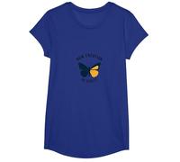 Nueva Creación en Cristo Bautismo Transformación Mariposa Camiseta, Niñas, Azul Real, M