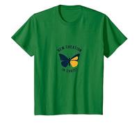 Nueva Creación en Cristo Bautismo Transformación Mariposa Camiseta, Niños, Verde Kelly, 2 años
