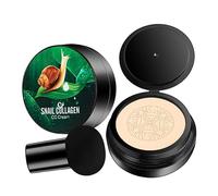 Nueva Crema CC de Colágeno de Baba de Caracol Mejorada, Base de Maquillaje en Cojín con Aplicador de Seta de Baba de Caracol, Crema Correctora Facial, Maquillaje para Principiantes