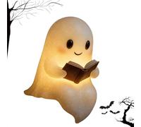 Nueva Cute Ghost Reading Book Lamp, Luz Nocturna De Halloween Suave Y Brillante, Lámpara Decorativa Fantasma LED Portátil, Adecuada para Escritorios, Fiestas, Mesas, Estanterías y Chimeneas (A-6 inch)