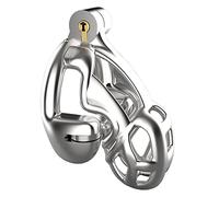 Nueva jaula de castidad cobra de acero inoxidable Jaula de castidad masculina Cinturón de castidad con jaula para pene para hombres Jaula de pene de metal SM Bondage Fetiche Castidad Jaula(M,48mm)