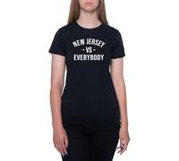 Nueva Jersey contra Todos Jon Bon Jovi Camiseta Negro para Mujeres De Manga Corta con Cuello Redondo