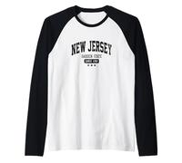 Nueva Jersey Vintage, The Garden State, Nueva Jersey, EE. UU., Desgastado y Oscuro Camiseta Manga Raglan