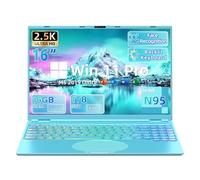 Nueva laptop azul de 16 pulgadas, bisel ultra estrecho 2.5K QHD IPS (2560 x 1600), en tel N95 (3.4 GHz), 16 GB RAM 1T SSD, KB retroiluminado a color, desbloqueo facial, USB-C/HDMI/WiFi/BT, Win 11 Pro