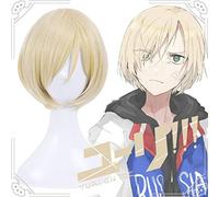 Nueva Llegada Yuri !!! on Ice Yuri Plisetsky Pelucas de Cosplay Rectas Cortas para Hombre Chicos Anime Peluca de Pelo Sintético Cómico Rubio