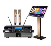 Nueva máquina de karaoke china KV-V5 Reproductor de karaoke con micrófono inalámbrico Reverb, pantalla táctil capacitiva de 22 pulgadas, función de descarga gratuita en la nube, aplicación YouTube,