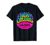 Nueva Orleans City Retro Rainbow Skyline Art Camiseta