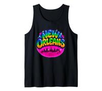 Nueva Orleans City Retro Rainbow Skyline Art Camiseta sin Mangas