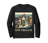 Nueva Orleans Luisiana Retro Vintage Tranvía Barrio Francés Manga Larga