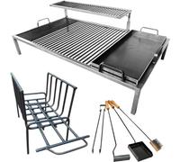 Nueva Parrilla argentina de lujo con módulos de hierro extraíbles + brasero + herramientas de fuego - Iron Argentina Grill - BBQ Parrilla Asado. Sor pampa grill (100 x 50 cm)