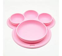 Nueva Pata De Oso Plato Para Niños Nueva Vajilla De Silicona Con Ventosa Agujero Para Colgar Niños Cuenco Directo De Fábrica Rosa