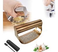 Nueva Prensa de ajo de Acero Inoxidable, Tirador de ajo de Acero Inoxidable Robusto, helicóptero de ajo con pelador y Cepillo de Limpieza para Cortar ajo, Utensilios de Cocina