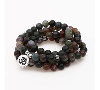 Nueva pulsera de cuentas de piedra de ónix de la India 108 Mala pulsera o collar mujer hombre Yoga oración Mala pulsera de envoltura multicapa, bronce de Buda