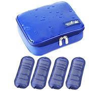 Nueva versión ONEGenug Bolsa Isotérmica Insulina Impermeable Diabética con Bolsas de Frío y Calor para Insulina y Medicamentos (L + 4 Bolsas de Hielo)