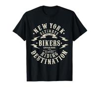 Nueva York Bikers Riding Destination Vintage Motorcycle Camiseta