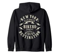 Nueva York Bikers Riding Destination Vintage Motorcycle Sudadera con Capucha