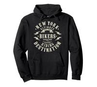 Nueva York Bikers Riding Destination Vintage Motorcycle Sudadera con Capucha