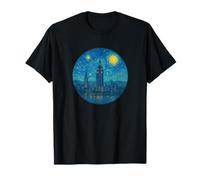 Nueva York City Manhattan Skyline Van Gogh Starry Night Style Camiseta