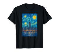 Nueva York City Manhattan Skyline Van Gogh Starry Night Style Camiseta