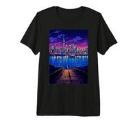 Nueva York City View Synthwave Retro Pixel Art Camiseta Premium