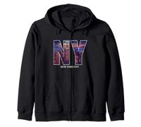 Nueva York Ciudad Skyline Bandera Estado Nueva York Vintage City Sudadera con Capucha