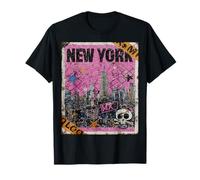 Nueva York Horizonte Punk Grunge Vintage Retro Graffiti Comic Camiseta