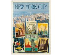Nueva York: impresión de collage de imágenes múltiples, póster vintage, rompecabezas de 1000 piezas premium para adultos