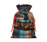 Nueva York Manhattan Bridge Night Print - Bolsa pequeña con cordón para regalos, bolsa de regalo reutilizable, para regalos de vacaciones y fiestas