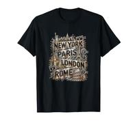 Nueva York París Londres Roma Vintage Travel City Art Camiseta