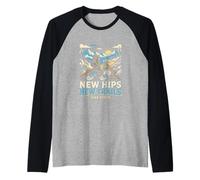 Nuevas Caderas Nuevos senderos Cirugía ortopédica Recuperación Caminante Camiseta Manga Raglan