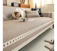 Nuevas Fundas de Sofá de Algodón Y Lino Funda Sofa para 1 2 3 4 Plazas en Forma de L Antideslizante Gris Protector de Muebles,Marrón,36 * 82in/90 * 210cm