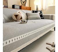 Nuevas Fundas de Sofá de Algodón Y Lino Funda Sofa para 1 2 3 4 Plazas en Forma de L Antideslizante Gris Protector de Muebles,Gris,28 * 82in/70 * 210cm