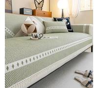 Nuevas Fundas de Sofá de Algodón Y Lino Funda Sofa para 1 2 3 4 Plazas en Forma de L Antideslizante Gris Protector de Muebles,Verde,36 * 82in/90 * 210cm