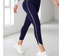 Nuevas mallas de yoga para mujer color azul con ribete , dobladillo con cuello en V, para deportes y yoga al