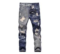 Nuevas novedades 2027 Skinny Fit Pantalones vaqueros de moda desgastados, azul oscuro, 8-10 años