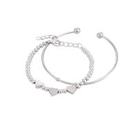 Nueve joyas para mujeres joyas y pulsera de corazón pulseras de tenis abiertas con cuentas creativas geométricas (Sliver-D, talla única) Lovely And Attractive