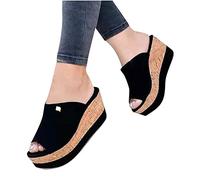 Nuevo 2021 Chanclas Mujer Cómodo Sandalias Verano Moda Playa Zapatos de Plataforma Cuña Zapatillas Planas de Punta Abierta Casual Fiesta Tacones Altos Vacaciones