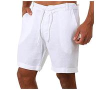 Nuevo 2021 Pantalones Cortos Hombre Verano Casual Moda Algodón y Lino Pantalones Corto Color sólido Jogging Deportivos Pantalon Fitness Shorts Cordón Playa Bañador Cómodo Chándal de Hombres