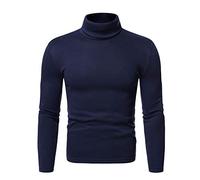 Nuevo 2024 AI Fit Bottoming Blusa Cuello Alto Top Hombre Manga de Color Sólido Slim Stretch Blusa Larga para Hombre Camisa de Vestir Americana para Hombre, azul marino, L