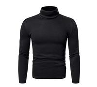 Nuevo 2024 AI Fit Bottoming Blusa Cuello Alto Top Hombre Manga de Color Sólido Slim Stretch Blusa Larga para Hombre Camisa de Vestir Americana para Hombre, Negro, L